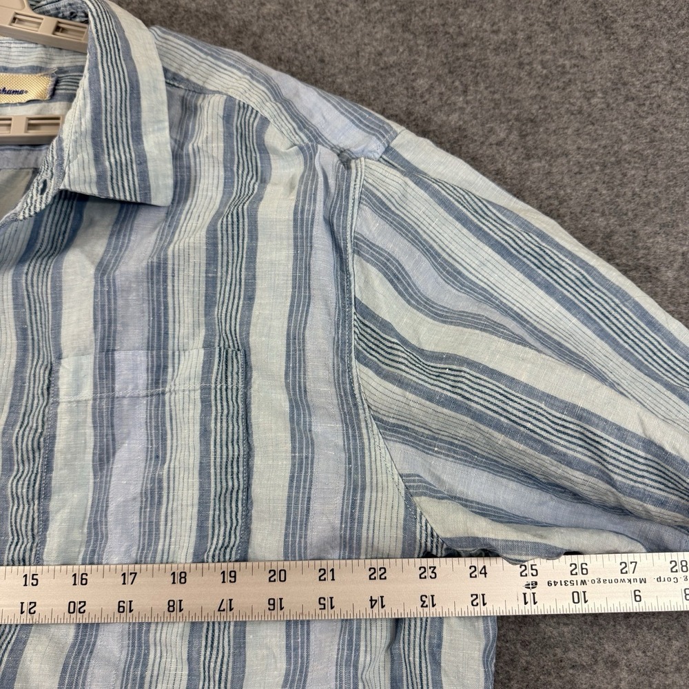 Tommy Bahama Linen Short Sleeve Shirt Men's XL Blue Striped - Picture 2 of 7